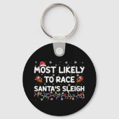 Am wahrscheinlichsten Rennen Santas Sleigh Familie Schlüsselanhänger (Vorderseite)