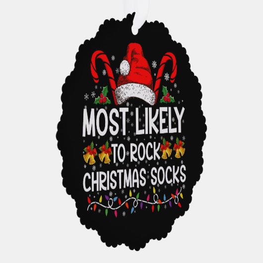 Am wahrscheinlichsten Rock Weihnachtssocken Funny Ornament Karte (Rechts)