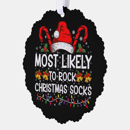 Am wahrscheinlichsten Rock Weihnachtssocken Funny Ornament Karte (Links)