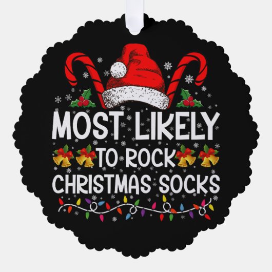 Am wahrscheinlichsten Rock Weihnachtssocken Funny Ornament Karte (Vorderseite)