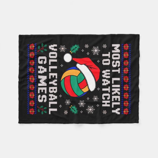 Am wahrscheinlichsten sehen Sie Volleyball Weihnac Fleecedecke (Vorderseite (Horizontal))