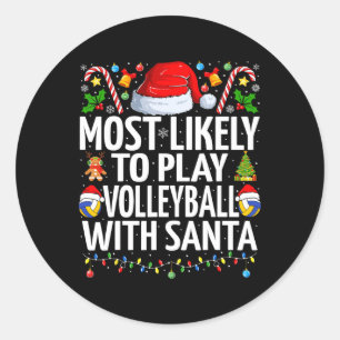 Am wahrscheinlichsten spielen Volleyball Weihnacht Runder Aufkleber