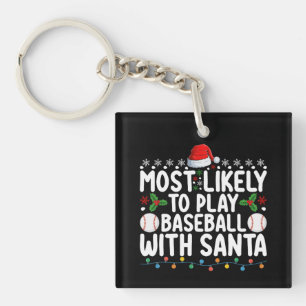 Am wahrscheinlichsten spielt Baseball mit Santa Ch Schlüsselanhänger