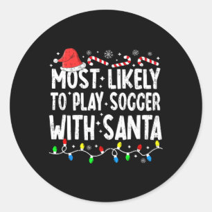 Am wahrscheinlichsten spielt Fußball mit Santa pas Runder Aufkleber