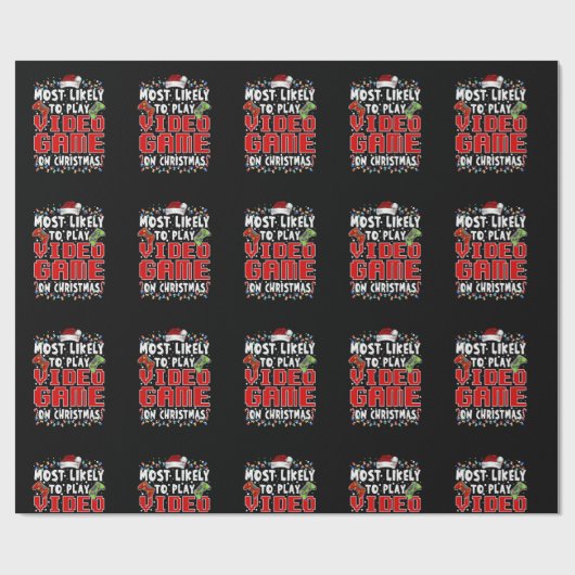 Am wahrscheinlichsten spielt Videospiel am Weihnac Geschenkpapier (Flach)