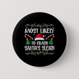 Am wahrscheinlichsten stürzt Santas Schlitten Fami Button