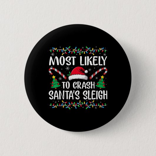 Am wahrscheinlichsten stürzt Santas Schlitten Fami Button (Vorderseite)