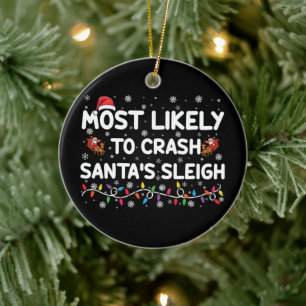 Am wahrscheinlichsten stürzt Santas Schlitten lust Keramik Ornament