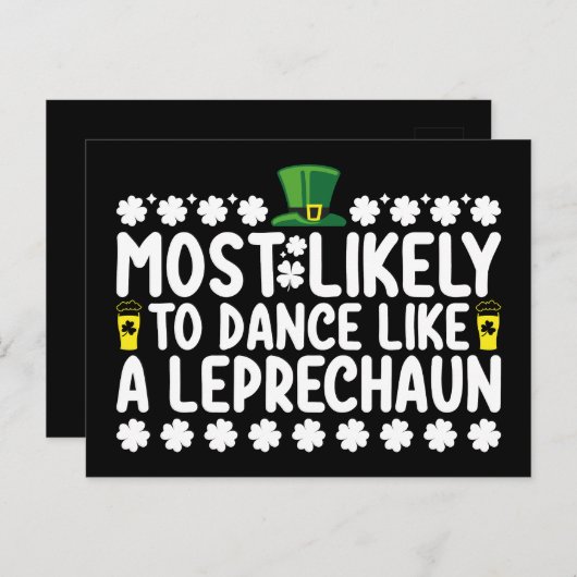 Am wahrscheinlichsten tanzt wie ein Leprechaun St Postkarte (Vorne/Hinten)