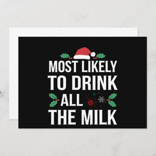 Am wahrscheinlichsten trinken alle Milch Weihnacht Ankündigung (Vorne/Hinten)