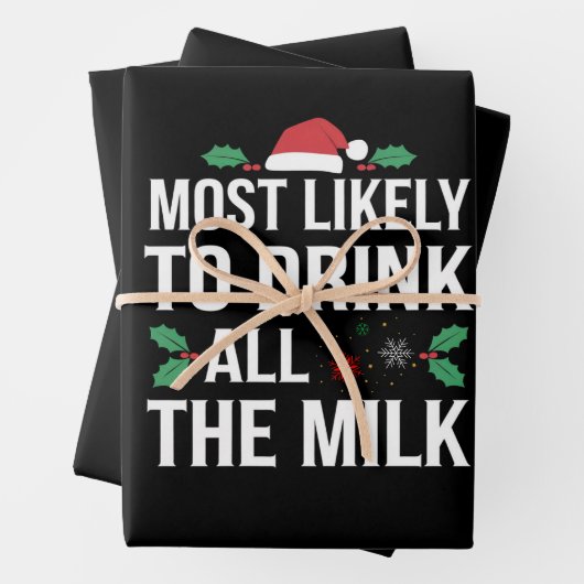 Am wahrscheinlichsten trinken alle Milch Weihnacht Geschenkpapier Set (Beispiel)