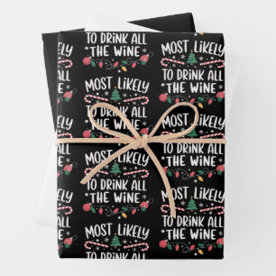 Am wahrscheinlichsten trinken alle Wein Familie Ma Geschenkpapier Set