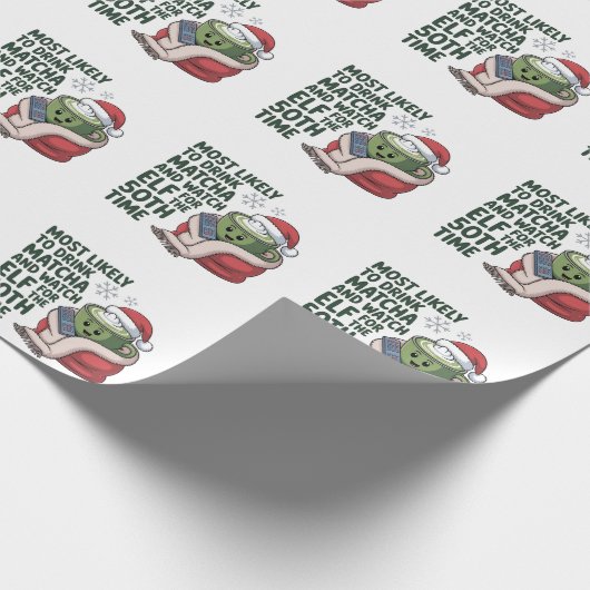 Am wahrscheinlichsten trinken Matcha und beobachte Geschenkpapier (Ecke)