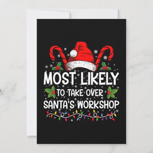 Am wahrscheinlichsten übernimmt Weihnachts-Worksho Einladung (Vorderseite)