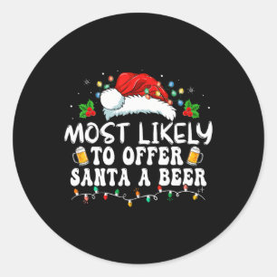 Am wahrscheinlichsten, um Santa A Bier Funny Drink Runder Aufkleber