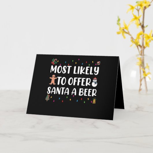 Am wahrscheinlichsten, um Santa A Bier Funny Trink Karte (Gelbe Blume)