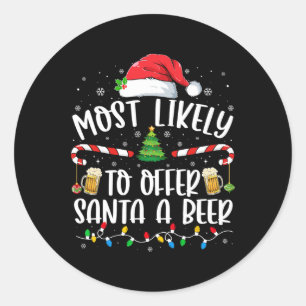Am wahrscheinlichsten, um Santa A Bier Spaß trinke Runder Aufkleber