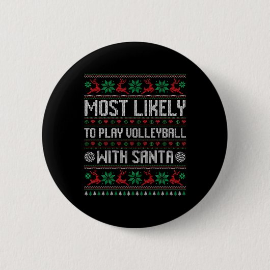 Am wahrscheinlichsten Volleyball spielen mit Santa Button (Vorderseite)