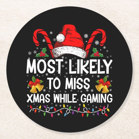 Am wahrscheinlichsten, während Weihnachten zu verp Runder Pappuntersetzer (Vorderseite)
