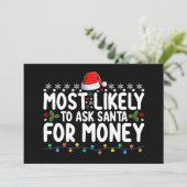 Am wahrscheinlichsten Weihnachten für Geld Fragen Einladung (Stehend Vorderseite)