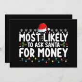 Am wahrscheinlichsten Weihnachten für Geld Fragen Einladung (Vorne/Hinten)