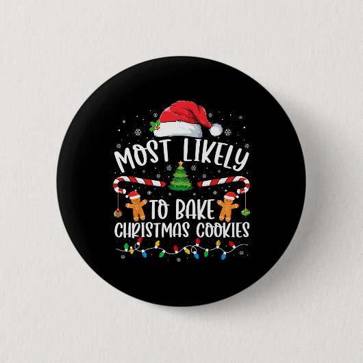 Am wahrscheinlichsten Weihnachts-Cookies Familie M Button (Vorderseite)