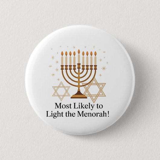 Am wahrscheinlichsten wird die jüdische Menorah Ha Button (Vorderseite)