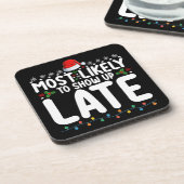 Am wahrscheinlichsten wird es spät Weihnachtsfamil Getränkeuntersetzer (Linke Seite)