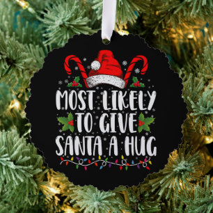 Am wahrscheinlichsten wird Santa einen umarmenden  Ornament Karte