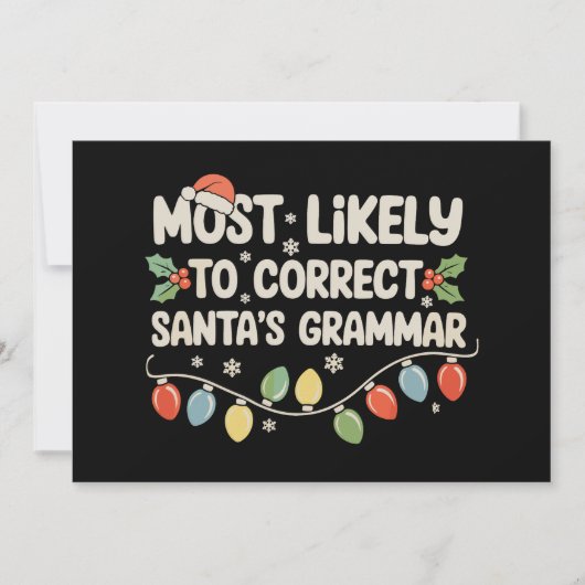 Am wahrscheinlichsten wird Santas Grammatik zu Wei Feiertagskarte (Vorderseite)