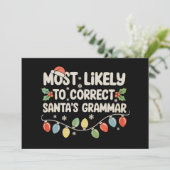 Am wahrscheinlichsten wird Santas Grammatik zu Wei Feiertagskarte (Stehend Vorderseite)