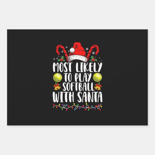 Am wahrscheinlichsten wird Softball mit der Santa Geschenkpapier Set (Vorderseite)