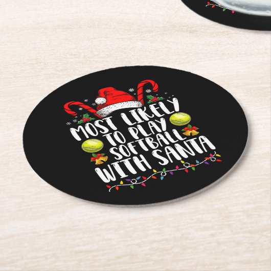 Am wahrscheinlichsten wird Softball mit der Santa  Runder Pappuntersetzer (Angewinkelt)