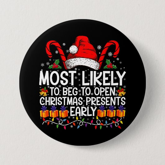Am wahrscheinlichsten zu betteln, um Weihnachtsges Button (Vorderseite)