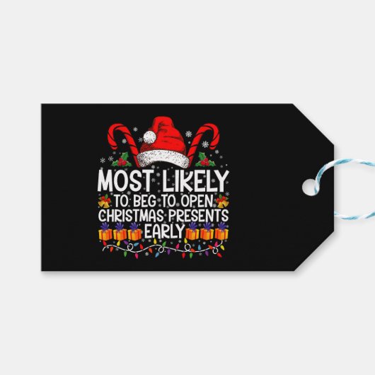 Am wahrscheinlichsten zu betteln, um Weihnachtsges Geschenkanhänger (Vorderseite (Horizontal))