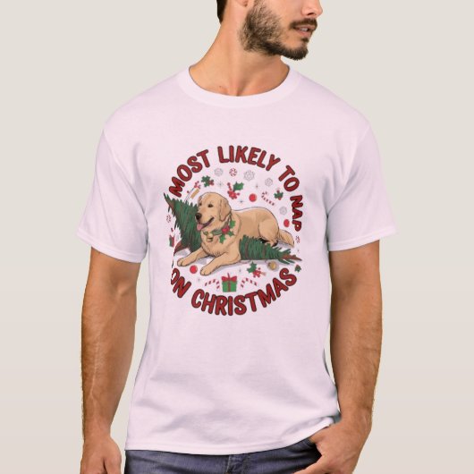 Am wahrscheinlichsten zu Nickerchen Weihnachts-Hun T-Shirt (Vorderseite)
