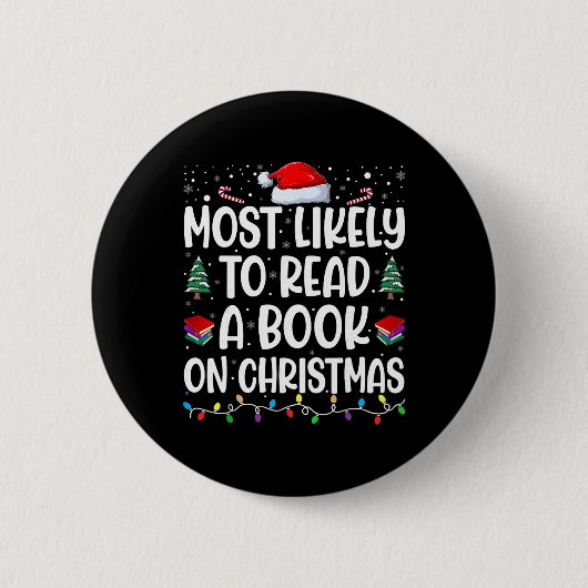 Am Weihnachten am wahrscheinlichsten ein Buch lese Button (Vorderseite)