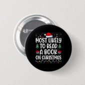 Am Weihnachten am wahrscheinlichsten ein Buch lese Button (Vorne & Hinten)