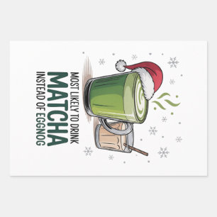 Am Weihnachten eher Matcha als Eierpunsch trinken Geschenkpapier Set