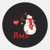 Ama Snowman Xmas Happy Family New Snowman Merry Ch Runder Aufkleber (Vorderseite)