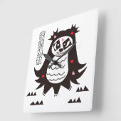 Amabie Panda Quadratische Wanduhr (Winkel)