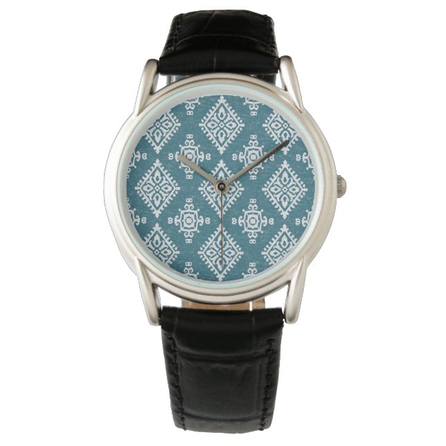 Amadora Aquamarines blaues Muster Armbanduhr (Vorderseite)