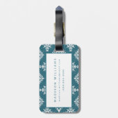 Amadora aquamarines blaues Muster Gepäckanhänger (Rückseite vertikal)