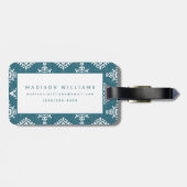 Amadora aquamarines blaues Muster Gepäckanhänger (Rückseite horizontal)