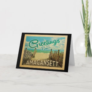 Amagansett Beach Vintage Travel Karte