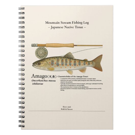 Amago Mountain Stream Fishing Log Photo Notebook Notizblock (Vorderseite)