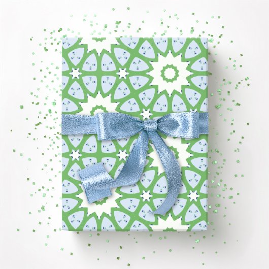 Amal Star Lattice in Slate and Green Geschenkpapier