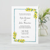 Amalfi Aquarell Lemons Vintage Hochzeit Einladung (Stehend Vorderseite)