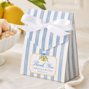 Amalfi Blau und Weiße Streifen Zitrone Coed Danke Geschenkschachtel