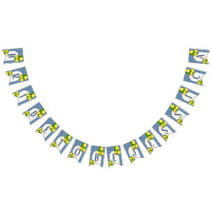 Amalfi-blaue Fliesen Zitronen Braun zu 7 Buchstabe Wimpelkette